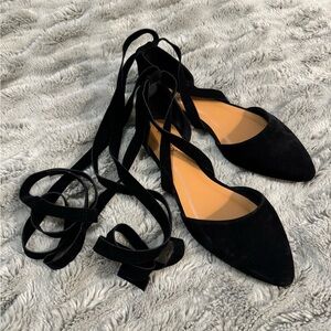 Bamboo Velvet Lace Up Flats